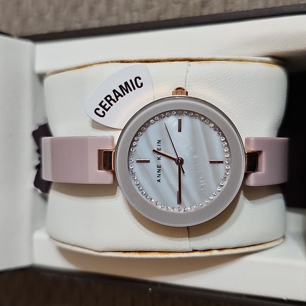 Anne Klein watch ceramic collection in lavender and gold colors NIB